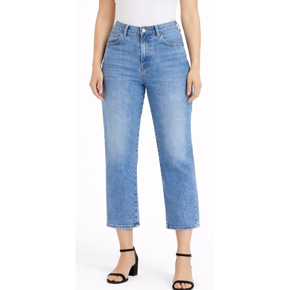 7 For All Mankind High Rise Straight Crop Jeans Womens 26 Stretch Denim